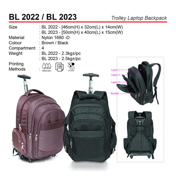 BL 2022 & BL 2023 Trolley Laptop Backpack