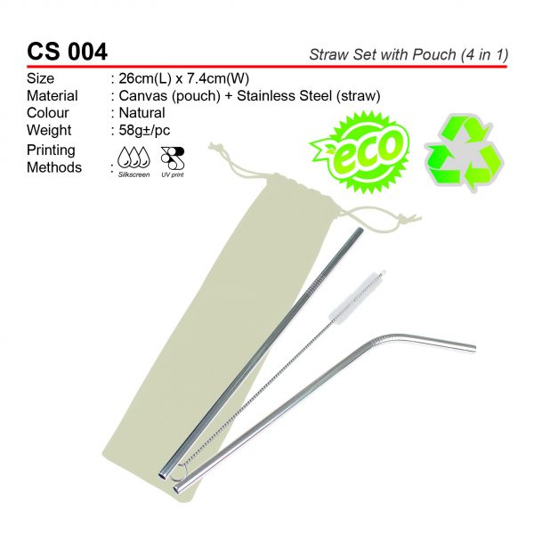 CS 004 Straw Set with Pouch (4in1)