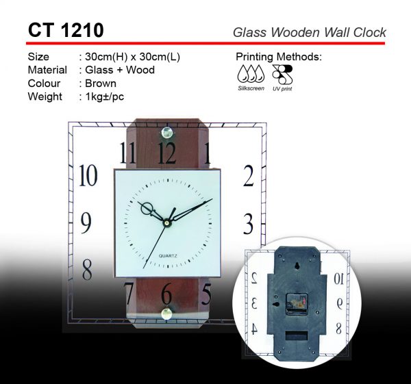 CT 1210 Glass Wooden Wall Clock