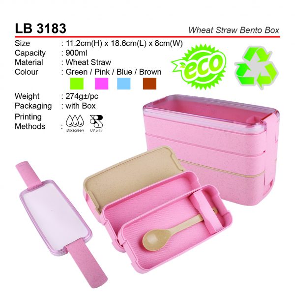 LB 3183 Wheat Straw Bento Box