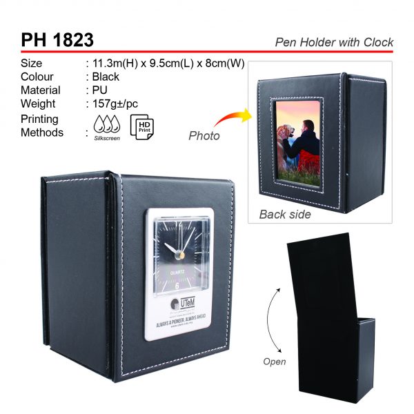 PH 1823 Pen Holder with Clock