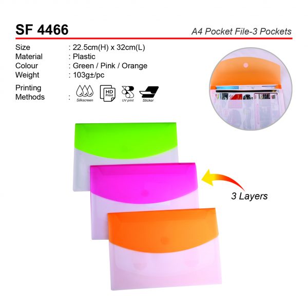SF 4466 A4 Pocket File-3 Pockets