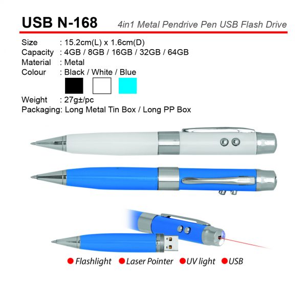 USB N-168 4in1 Metal Pendrive Pen USB Flash Drive
