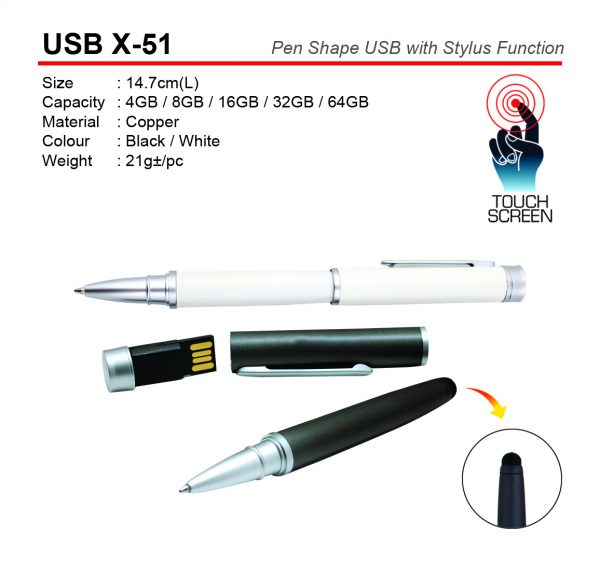 USB X-51 Pen Shape USB with Stylus Function