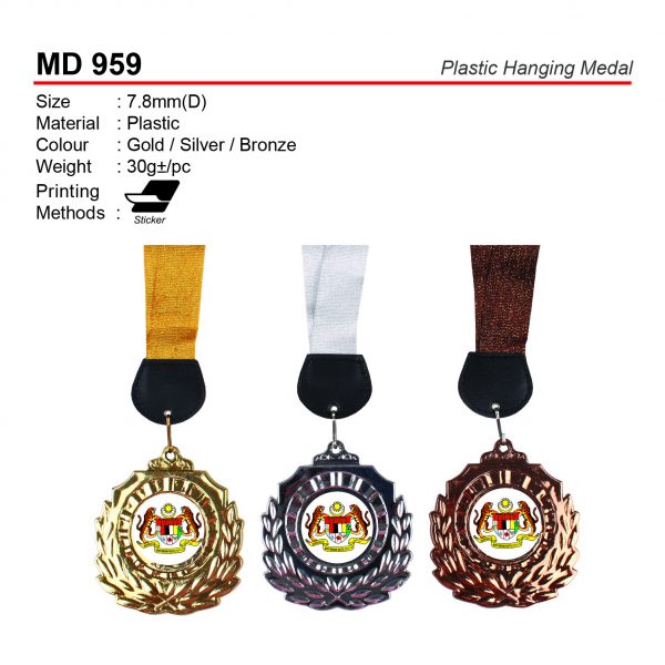 MD 959 Plastic Hanging Medal