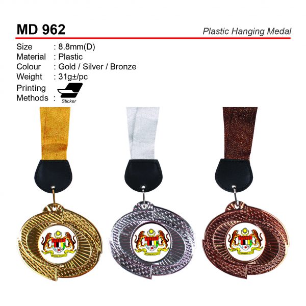 MD 962 Plastic Hanging Medal