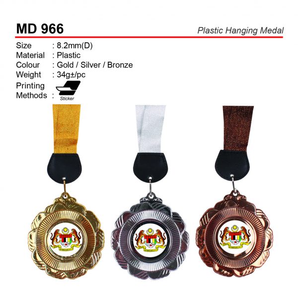 MD 966 Plastic Hanging Medal