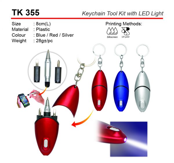TK 355 Keychain Tool Kit with LED Light