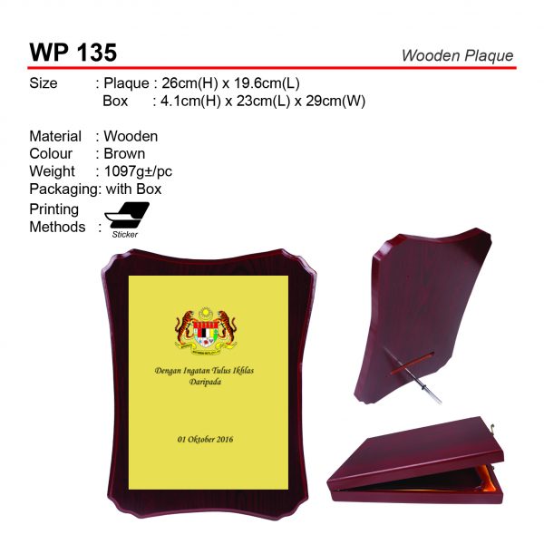 WP 135 Wooden Plaque