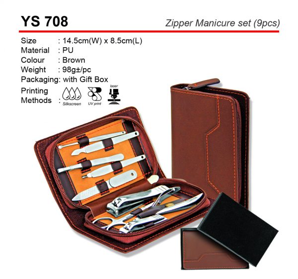 YS 708 Zipper Manicure Set (9pcs)