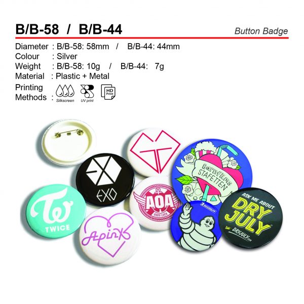 BB 58 BB 44 Button Badge
