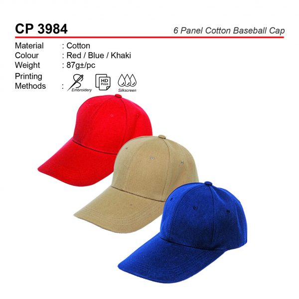 CP 3984 6 Panel Cotton Baseball Cap