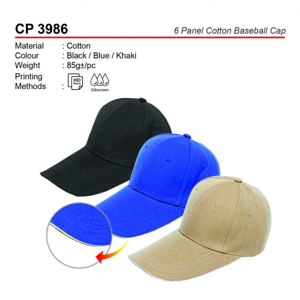 CP 3986 6 Panel Cotton Baseball Cap