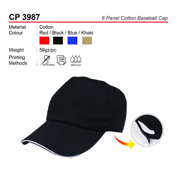CP 3987 6 Panel Cotton Baseball Cap