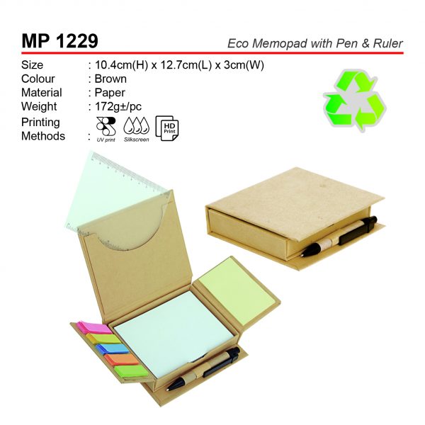 MP 1229 ECO Memopad with Pen & Ruler