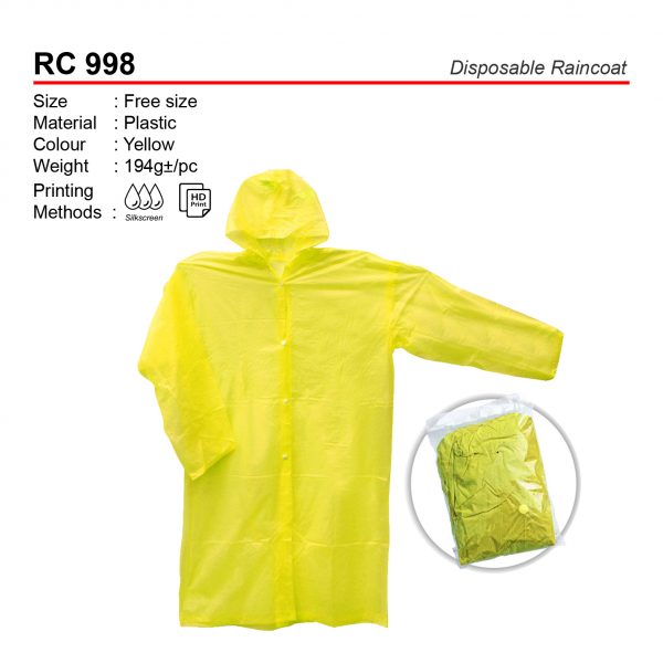 RC 998 Disposable Raincoat