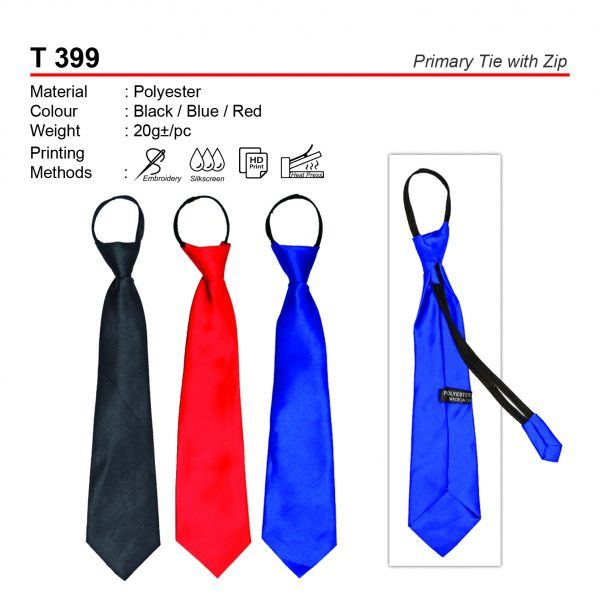 T 399 Primary Tie with Zip