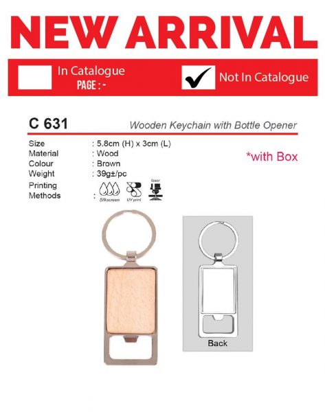 C 631 Wooden Keychain with Bottle Opener