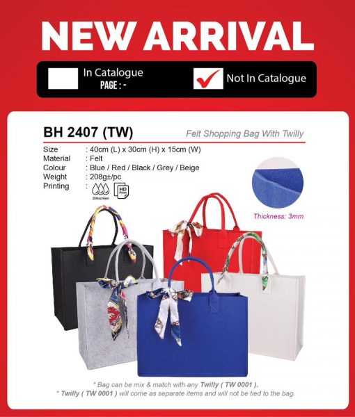 BH 2407 (TW) Felt Shopping Bag With Twilly