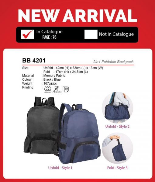BB 4201 2in1 Foldable Backpack
