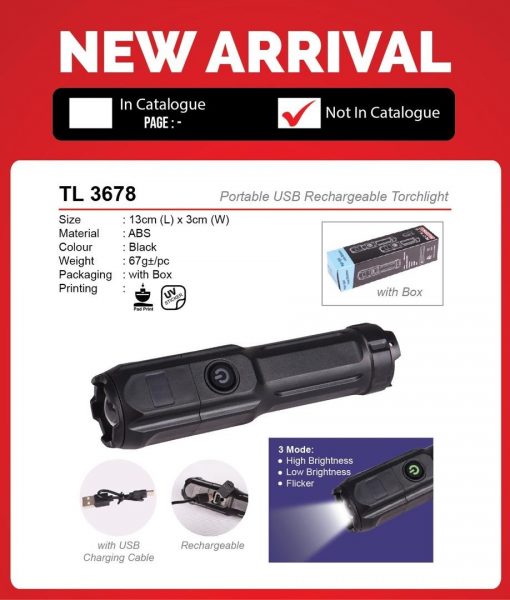 TL 3678 Portable USB Rechargeable Torchlight